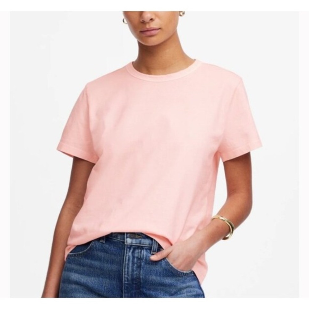 Madewell Top Womens XS Pink‎ Perfect Crew Neck Short Sleeve Tee Cotton NS581